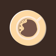 Cup coffee over brown background