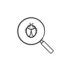 Magnifier over bug hand drawn outline doodle icon