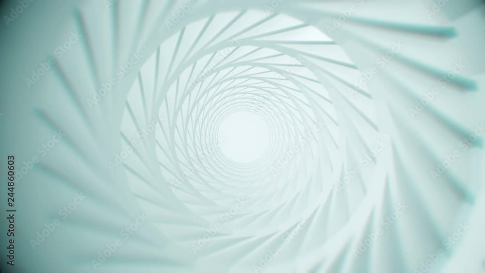 Poster abstract technology tunnel. white construction with reflections the camera moves forward towards. dy