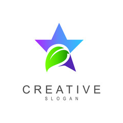 Fototapeta premium star with leaf logo
