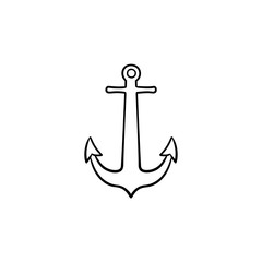 Anchor hand drawn outline doodle icon. Nautical anchor, boat and ship equipment, secure sail concept. Vector sketch illustration for print, web, mobile and infographics on white background.