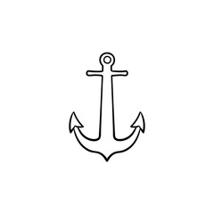 Anchor hand drawn outline doodle icon. Nautical anchor, boat and ship equipment, secure sail concept. Vector sketch illustration for print, web, mobile and infographics on white background.