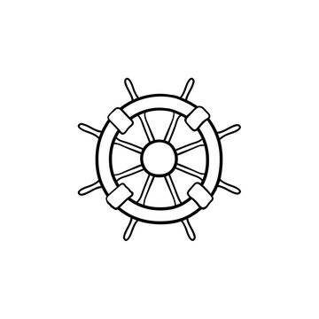 recommend clip art: Ship steering wheel hand drawn outline doodle icon. Navigation, helm and rudder, nautical equipment concept. Vector sketch illustration for print, web, mobile and infographics on white background.