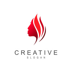 simple woman face logo