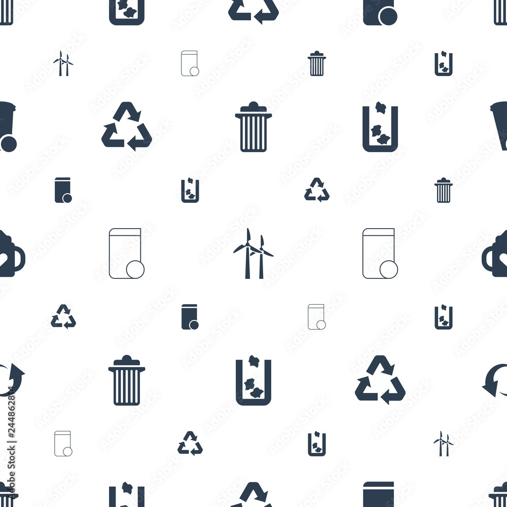 Poster recycle icons pattern seamless white background