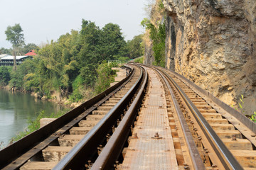 Fototapeta na wymiar Death Railway danger create period World war two Sai Yok, Kanchanaburi Near Bangkok Thailand