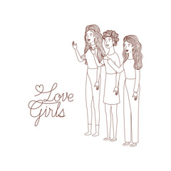 women with label love girl character