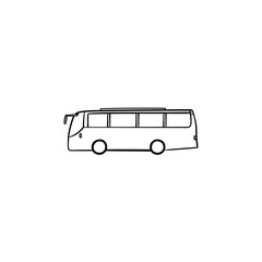 Bus hand drawn outline doodle icon. Public transport and station, bus trip and tourism, city traffic concept. Vector sketch illustration for print, web, mobile and infographics on white background.