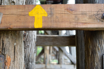 Yellow arrow On the pole