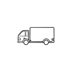 Delivery truck hand drawn outline doodle icon. Fast delivery, courier delivering and shipping concept. Vector sketch illustration for print, web, mobile and infographics on white background.