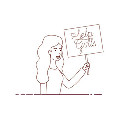 woman with label help girl avatar character