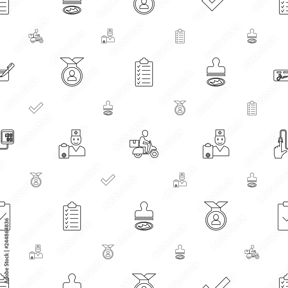 Sticker check icons pattern seamless white background