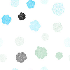 Light Blue, Green vector seamless elegant template with flowers.