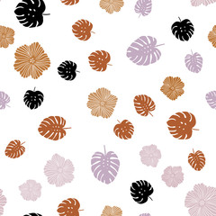 Light Multicolor vector seamless natural background with flowers, leaves.