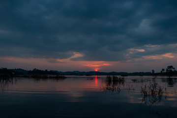 Landscape of sunset at the lake