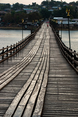 Landscape of Mon Wooden Bridge in Kanchanaburi Thailand
