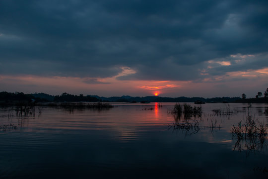 Landscape of sunset at the lake