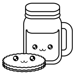 cute beverage jar with cookies kawaii characters