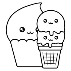 cute ice creams kawaii characters