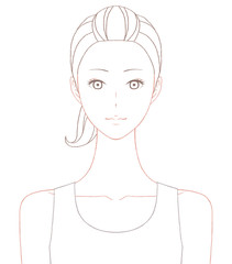 女性の上半身の線画