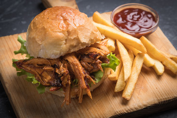 Pulled pork burger sandwich