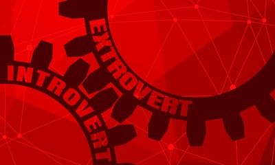 Extrovert and introvert. Mechanism of gears. Communication concept in industrial design. Modern brochure design template. Connected lines with dots.