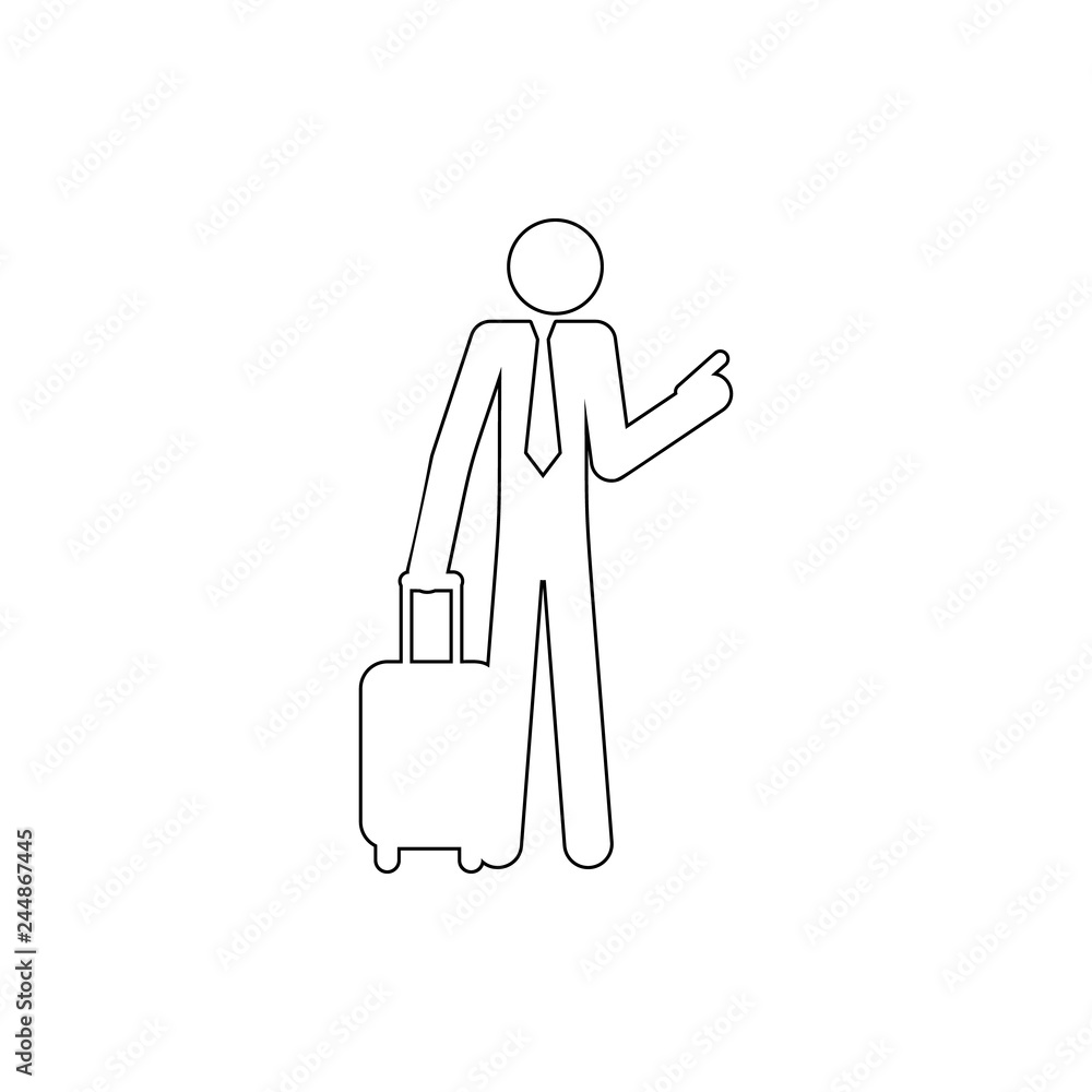 Poster business man on a business trip icon. element of cyber security for mobile concept and web apps icon