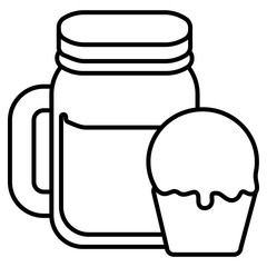 cute beverage jar with cupcake