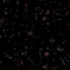 Christmas, New year snowflakes stars on a black background. Falling snow template. EPS 10