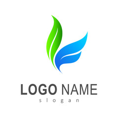 leaf and wing logo concept