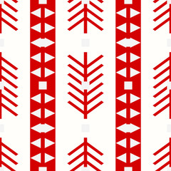 Tribal pattern texture with hand drawn african, aztec, maya creative drawing vector illustration. Red stripes patterns ethnic monochrome style.