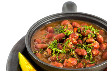 Plate of red beans and avocado
