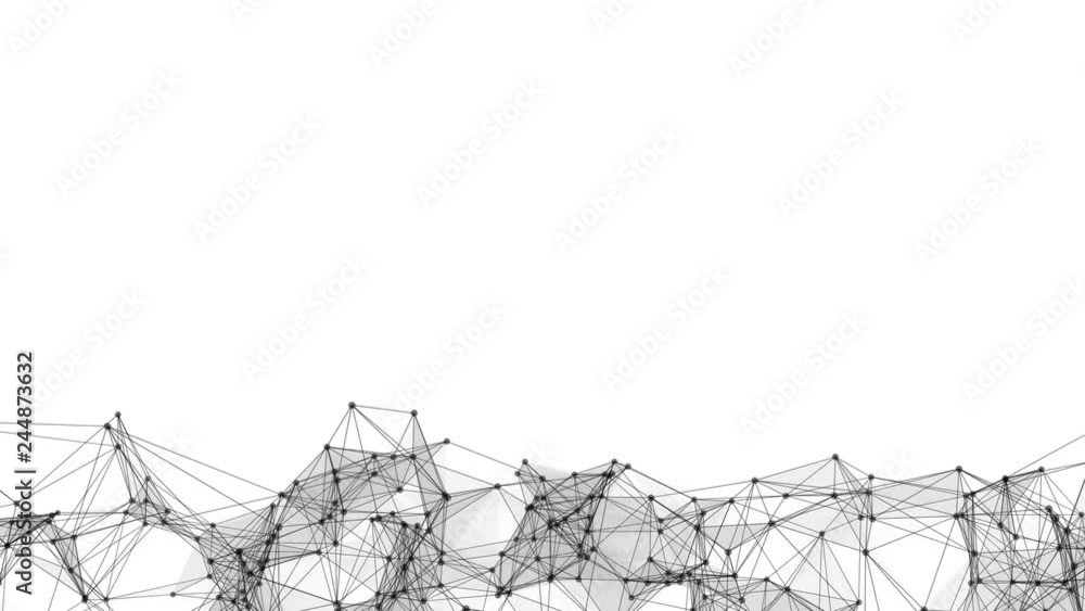 Aufkleber black digital computer data and network connection triangle lines and spheres in futuristic technolo
