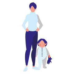 cute mother with daughter characters