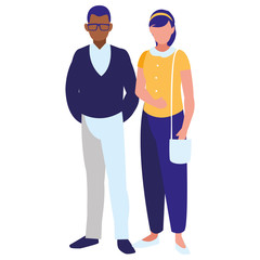 young interracial couple avatars characters