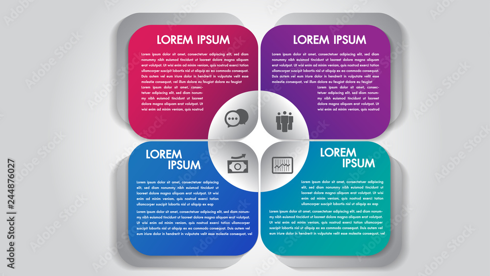 Poster business infographics 4 steps options design template.data and information visualization.dynamic col
