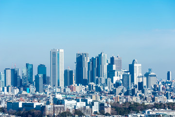 Fototapeta na wymiar 東京新宿の高層ビル群と街並み