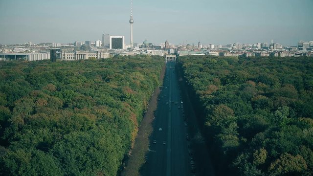 View to the most visited Berlin landmarks: Brandenburg Gate, Berliner dom and Television Tower, Germany
