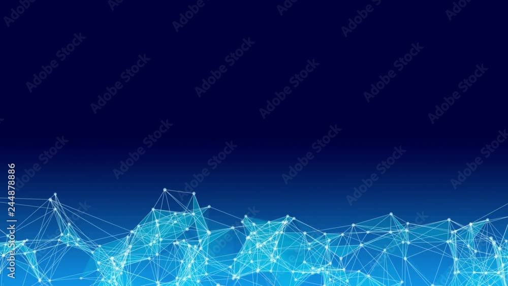 Aufkleber blue digital computer data and network connection triangle lines and spheres in futuristic technolog