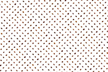 A collection of   Brown raisinslie in straight rows along dioganals on an isolated white background. with clipping path.   Brown raisins pattern