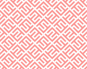 Abstract geometric pattern with stripes, lines. Seamless vector background. White and pink ornament. Simple lattice graphic design