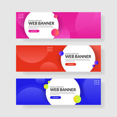 Fototapeta premium Website banner ui ux, Colorful geometric background, simple shapes with trendy gradients.