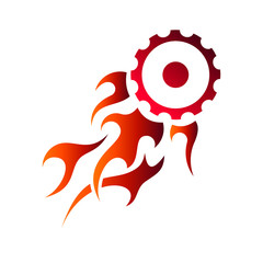 gear , red fire mechanic logo