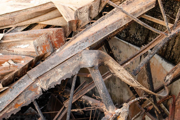 Old galvanized roof Old roof structure