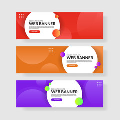 Fototapeta premium Website banner ui ux, Colorful geometric background, simple shapes with trendy gradients.