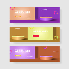 Website banner ui ux, Colorful geometric background, simple shapes with trendy gradients.