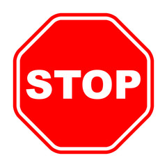 Stop Sign red isolated on white background. Traffic regulatory warning stop symbol. Vector illustration, EPS10.