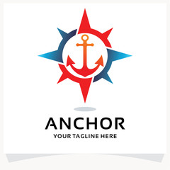 Fototapeta na wymiar Anchor Compass Logo Design Template Inspiration