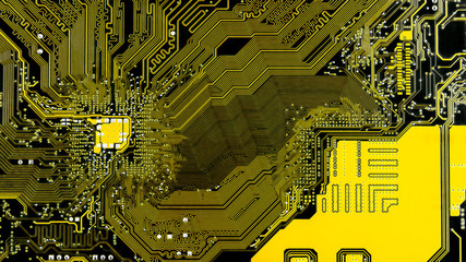 Motherboard circuit board. - Electronic computer hardware technology.
