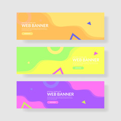 Obraz premium Website banner ui ux, Colorful geometric background, simple shapes with trendy gradients.